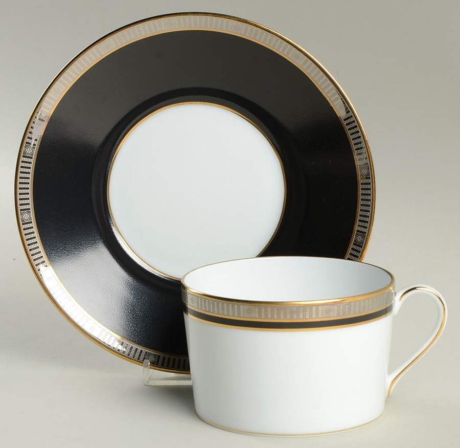 Madison Platinum Black Breakfast Cup & Saucer Set by Bernardaud-1