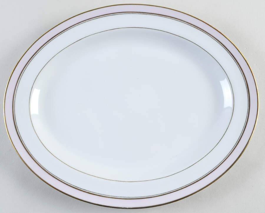 Pergolese Rose 13" Oval Serving Platter by Bernardaud-1