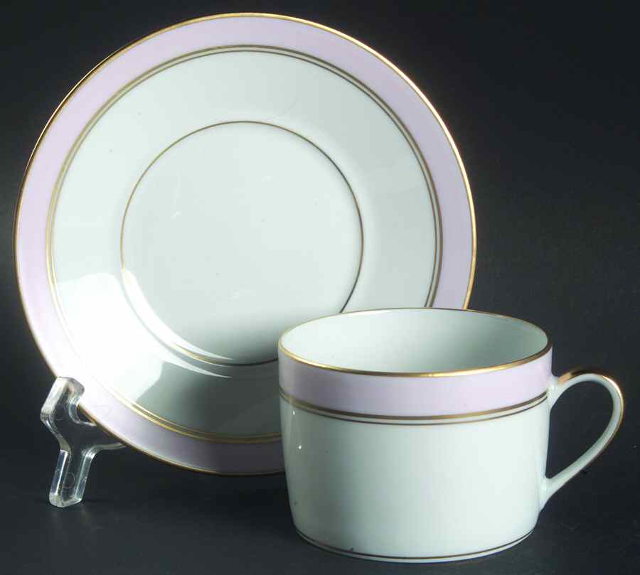 Pergolese Rose Flat Cup & Saucer Set by Bernardaud-1