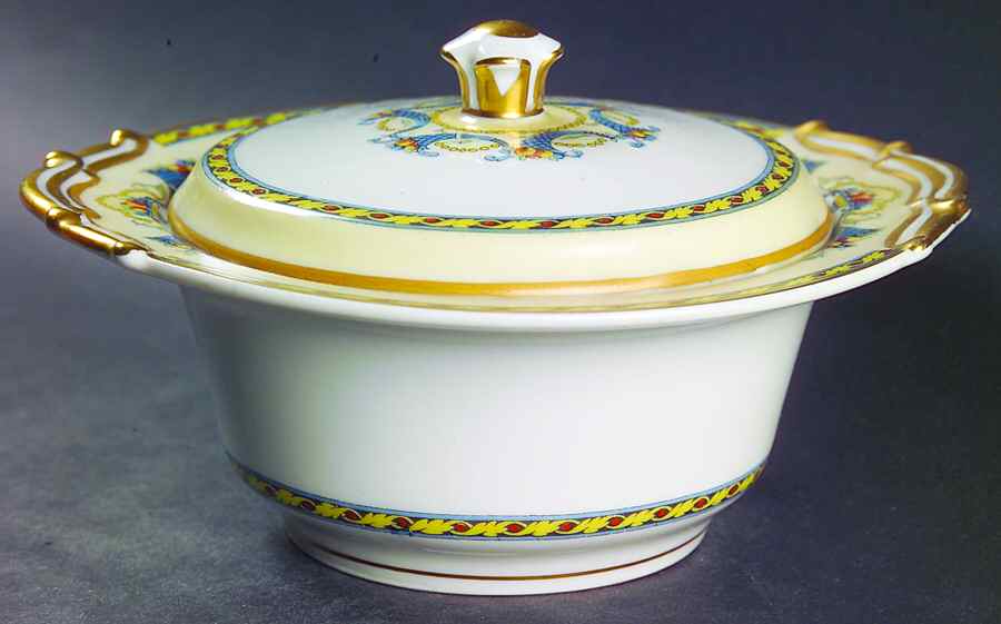 Trianon (Blue Cornucopia, Smooth) Sugar Bowl & Lid by Bernardaud-1
