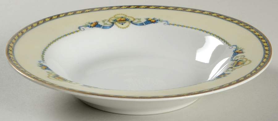 Trianon (Blue Cornucopia, Smooth) Rim Soup Bowl by Bernardaud-1