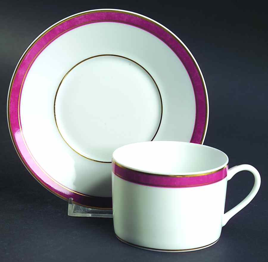 Universe Raspberry Flat Cup & Saucer Set by Bernardaud-1