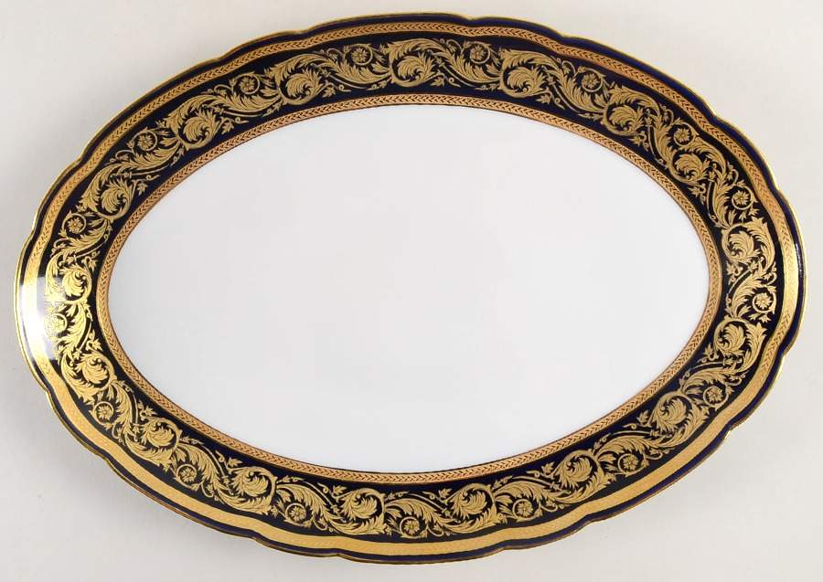 Vendome Cobalt Blue 15" Oval Serving Platter by Bernardaud-1