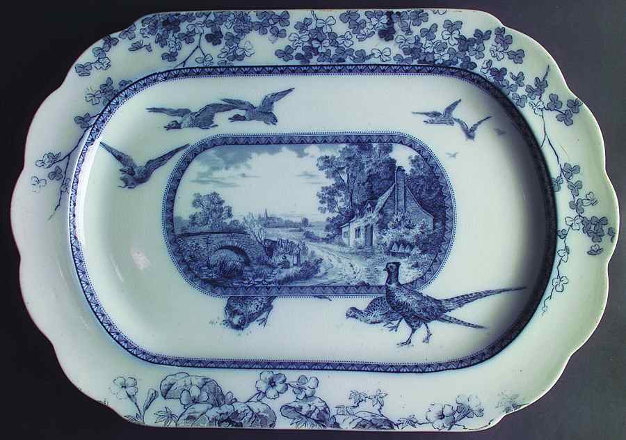 Woodland Blue 16" Oval Serving Platter by Brownfield-1