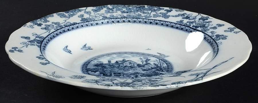Woodland Blue Large Rim Soup Bowl by Brownfield-1