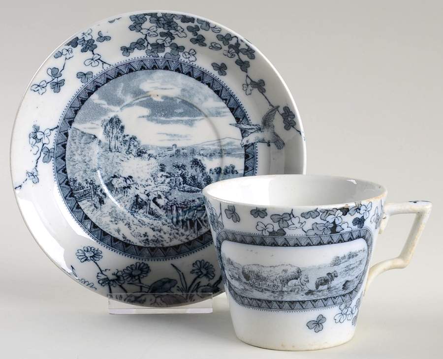 Woodland Blue Oversized Cup & Saucer Set by Brownfield-1