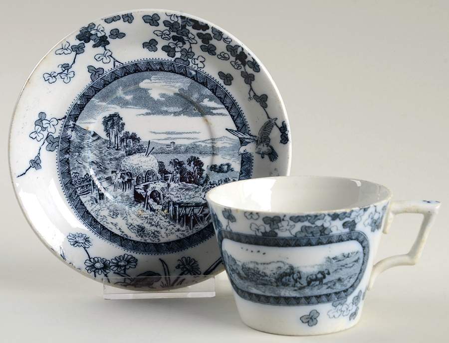 Woodland Blue Flat Cup & Saucer Set by Brownfield-1
