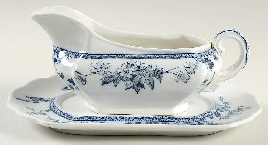 Woodland Blue Gravy Boat & Underplate by Brownfield-1