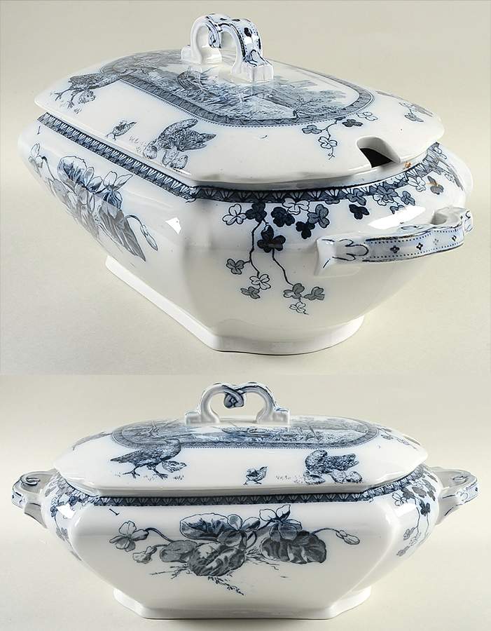 Woodland Blue Oval Tureen & Lid by Brownfield-1