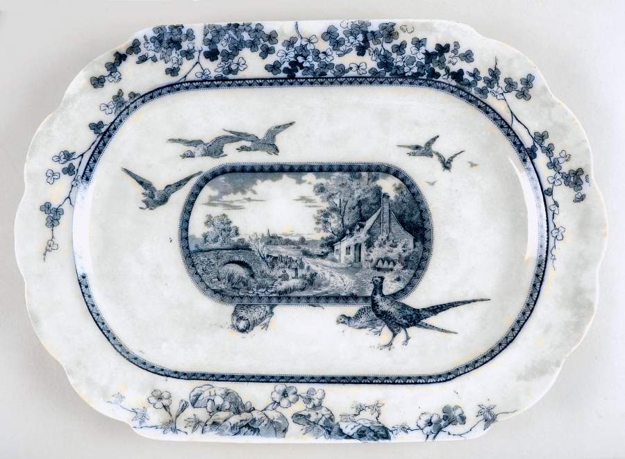 Woodland Blue 18" Oval Serving Platter by Brownfield-1