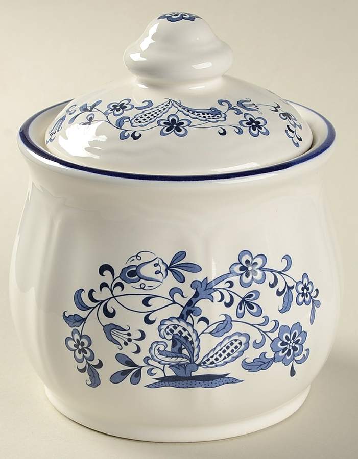Blue Garden Sugar Bowl & Lid by Baker, Hart & Stuart-1