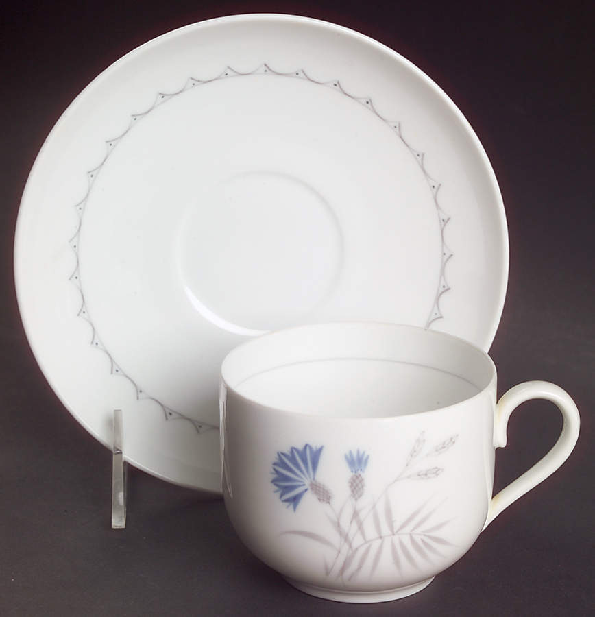 Cornflower Flat Cup & Saucer Set by Bing & Grondahl-1