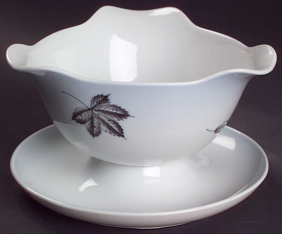 Falling Leaves Gravy Boat with Attached Underplate by Bing & Grondahl-1