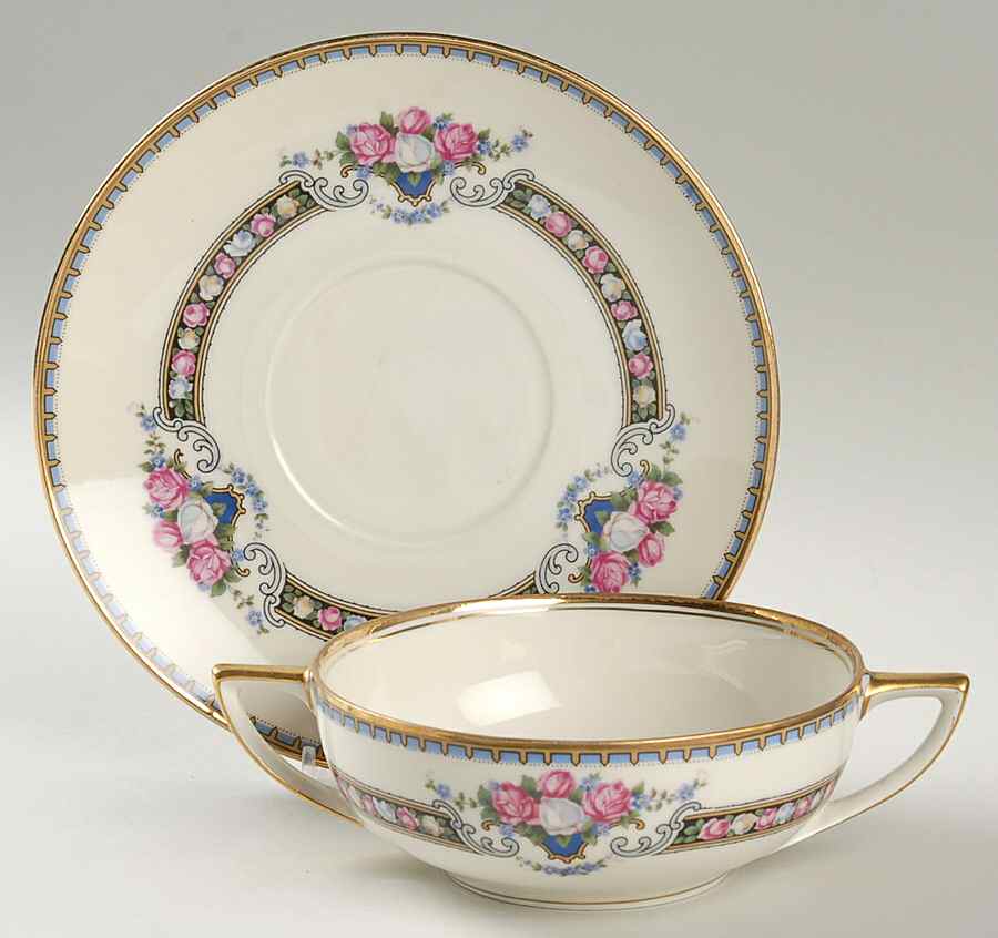 Belasco Flat Cream Soup Bowl & Saucer Set by Black Knight-1