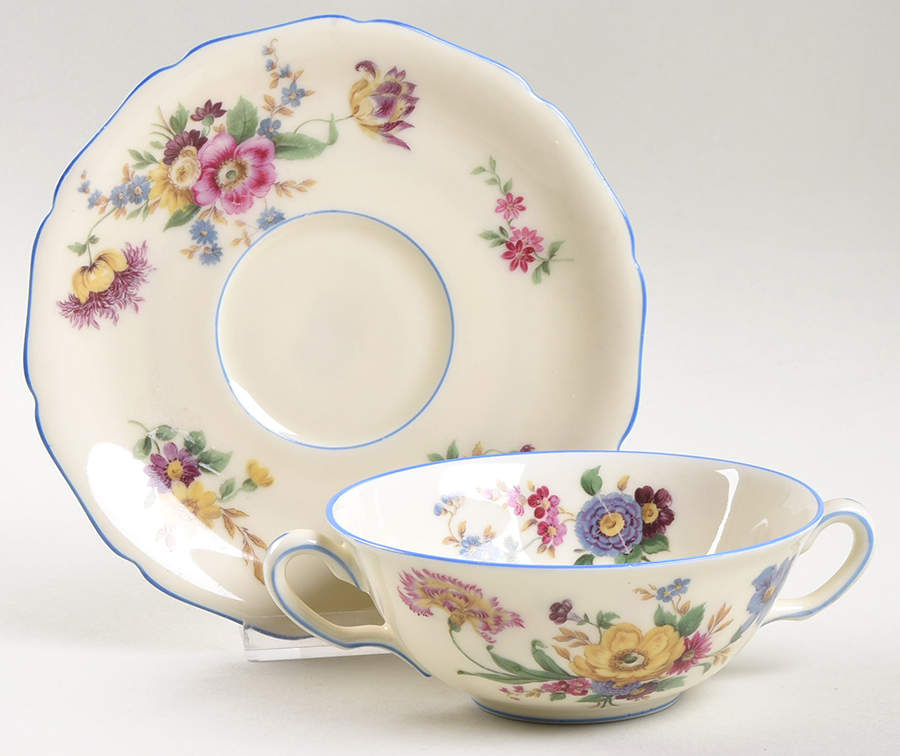 Firenze Flat Cream Soup Bowl & Saucer Set by Black Knight-1
