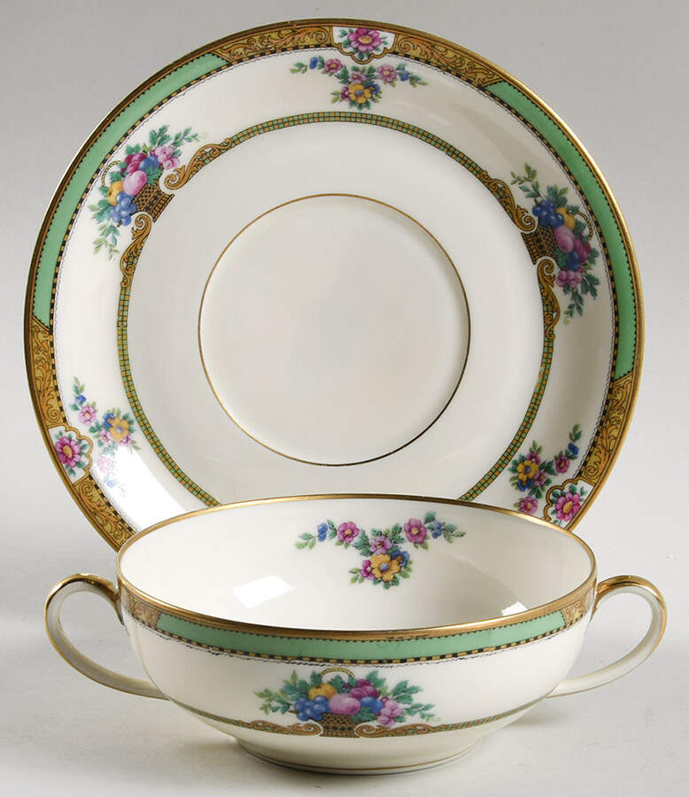 Maytime Flat Cream Soup Bowl & Saucer Set by Black Knight-1