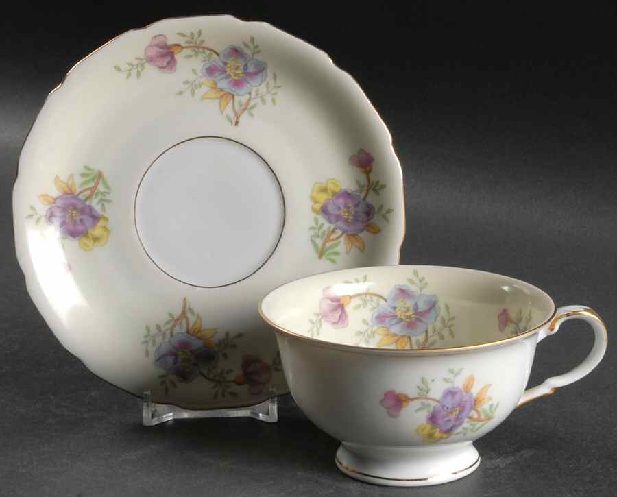 Rambler Rose Footed Cup & Saucer Set by Black Knight-1