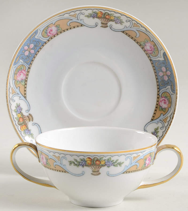 Rosari (Smooth, Fruit Basket, Blue) Flat Bouillon Cup & Saucer by Black Knight-1