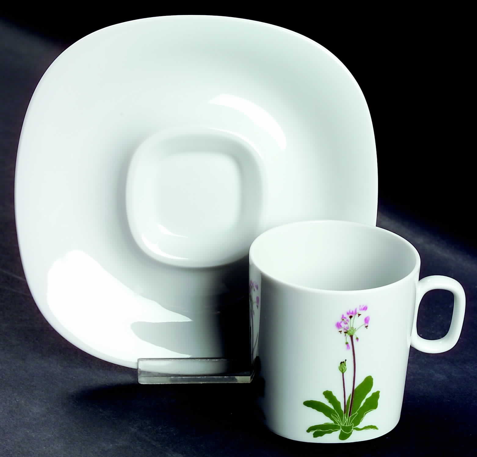 Floral Portraits Flat Cup & Saucer Set by Block-1