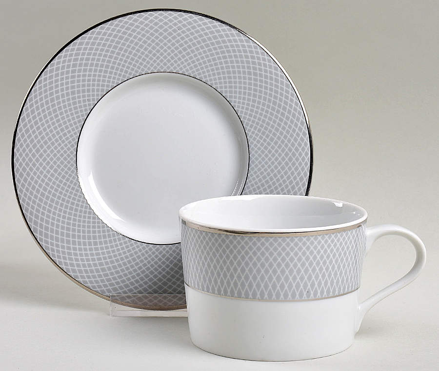 Grey Dawn Flat Cup & Saucer Set by Block-1