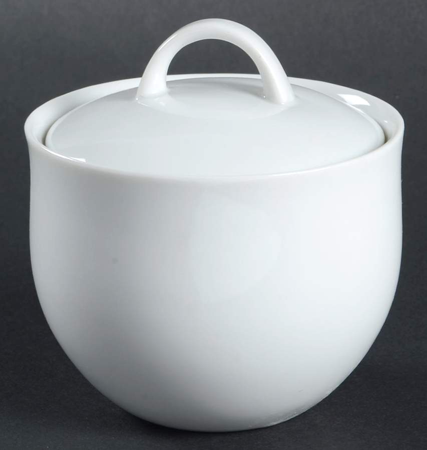 Lyric White Sugar Bowl & Lid by Block-1