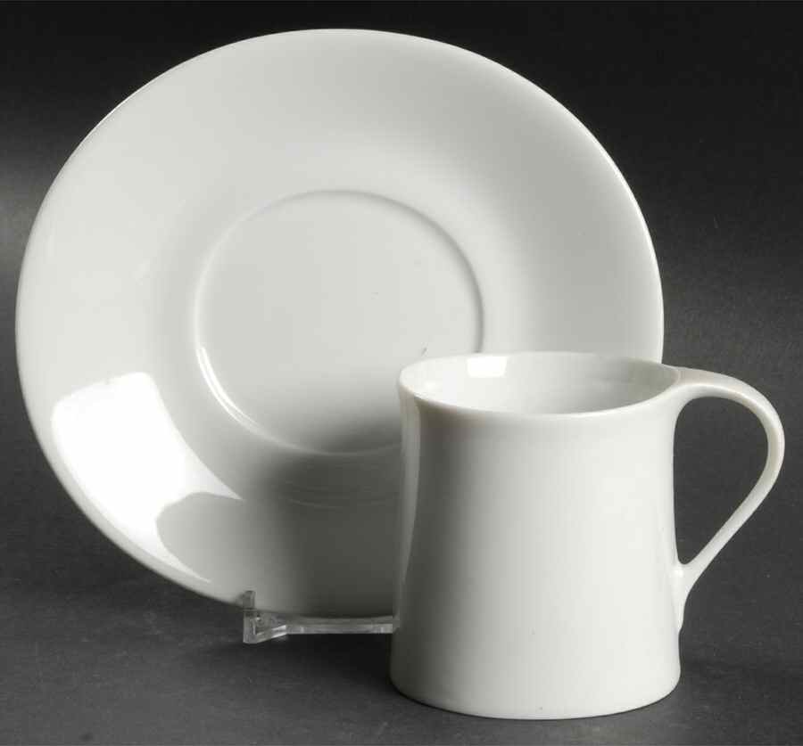 Mirage White Flat Cup & Saucer Set by Block-1