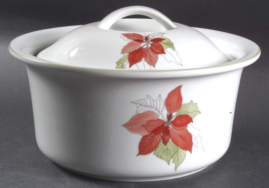 Poinsettia 2 Qt Round Covered Casserole by Block-1
