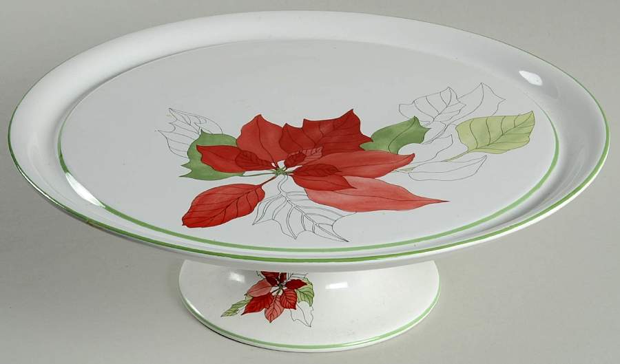 Poinsettia 12" Diameter Pedestal Cake Stand by Block-1