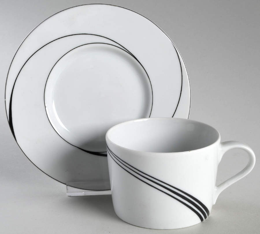White Pearl Flat Cup & Saucer Set by Block-1