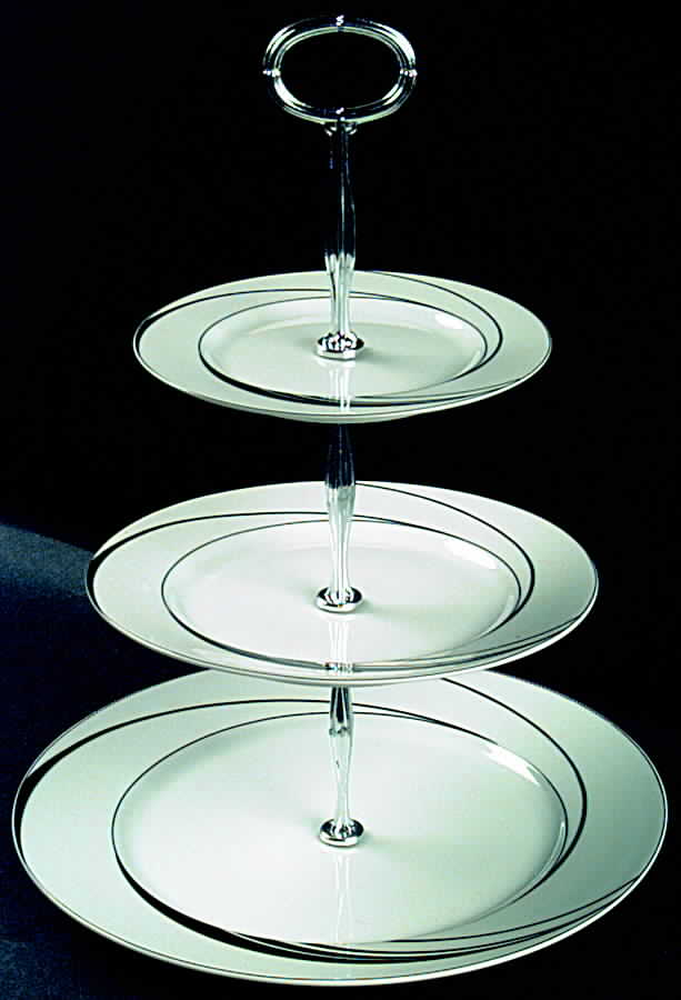 White Pearl 13 7/8"-14 1/4" 3-Tiered Serving Tray(DP,SP,BB) HC by Block-1