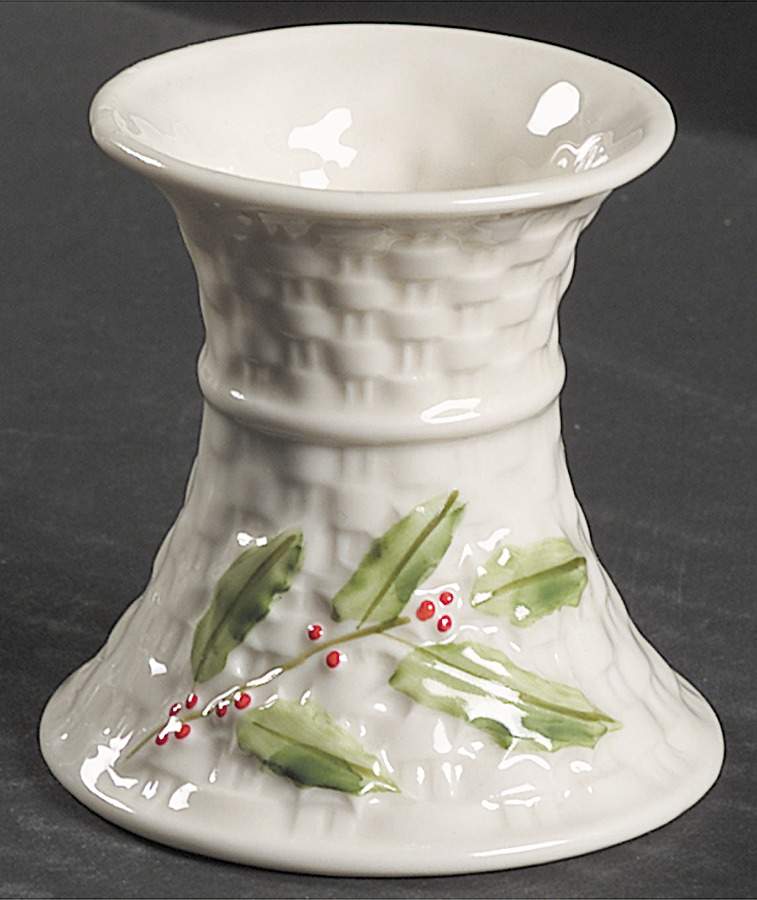 Enchanted Holly Single Light Candlestick by Belleek Pottery (Ireland)-1