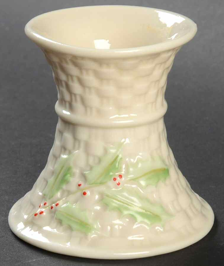 Enchanted Holly Single Light Candlestick by Belleek Pottery (Ireland)-1
