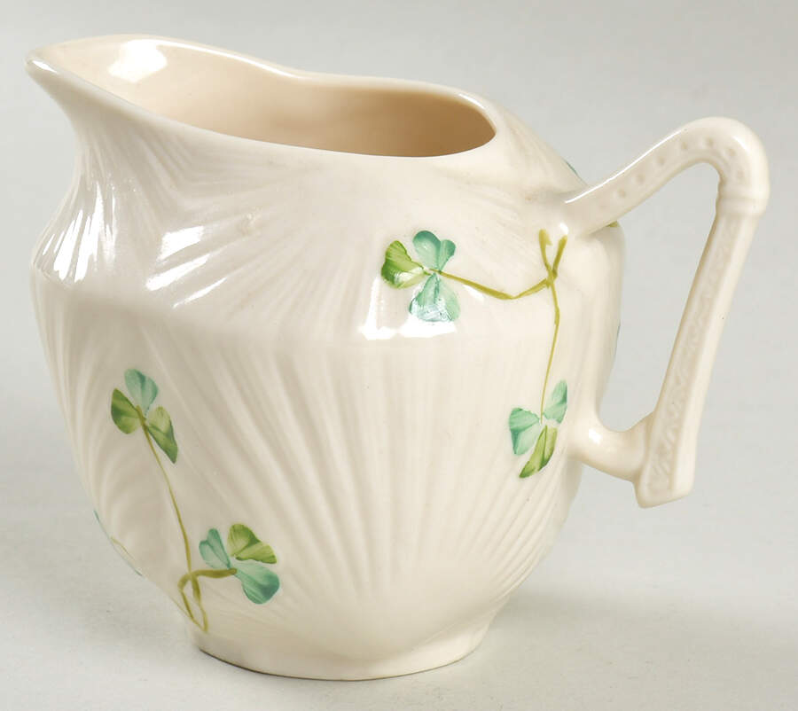 Harp Shamrock Creamer by Belleek Pottery (Ireland)-1