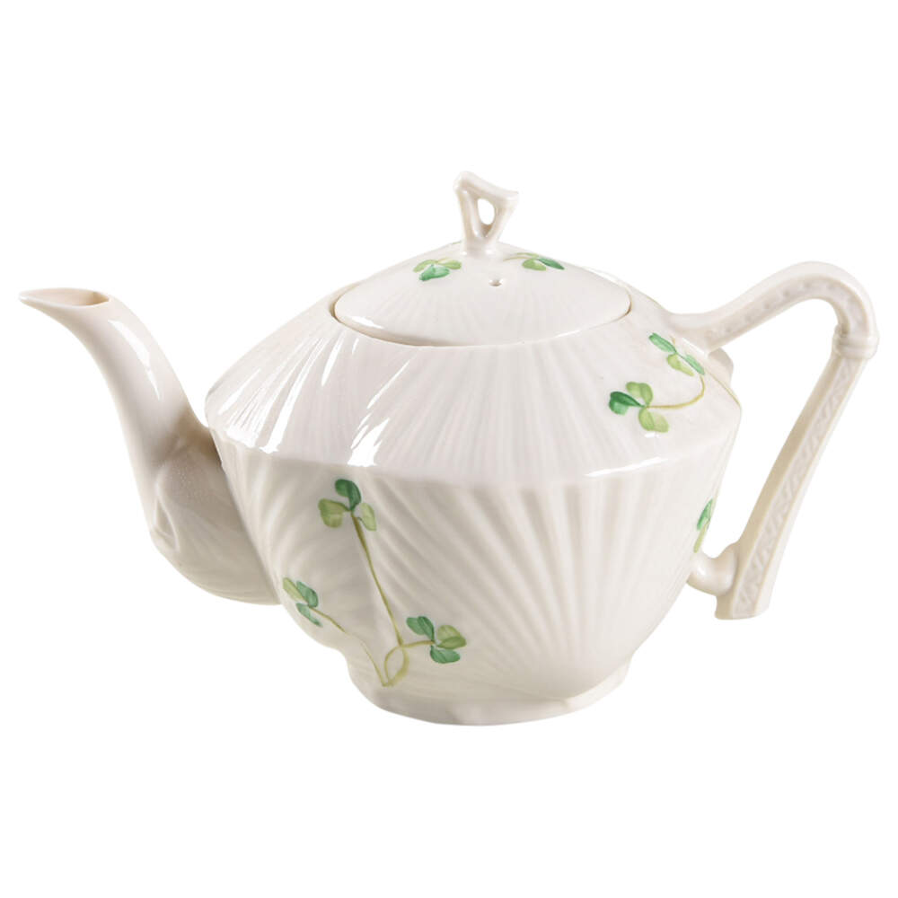Harp Shamrock Teapot & Lid by Belleek Pottery (Ireland)-1