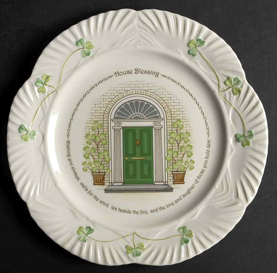 Harp Shamrock House Blessing Plate by Belleek Pottery (Ireland)-1