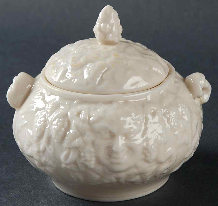 Mask (Irish) (No Lustre Accent) Mini Sugar Bowl & Lid by Belleek Pottery (Ireland)-1
