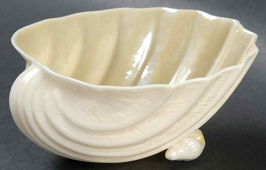 Neptune Yellow Small Shell Shaped Dish by Belleek Pottery (Ireland)-1