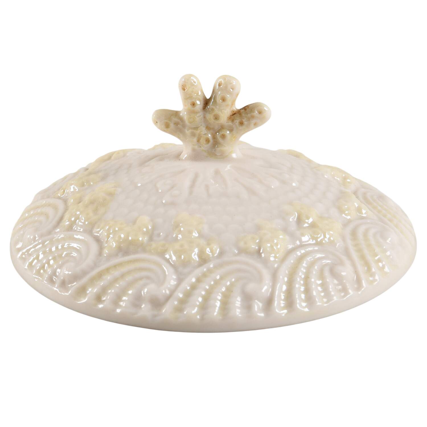New Shell Yellow Lid for Biscuit Barrel by Belleek Pottery (Ireland)-1
