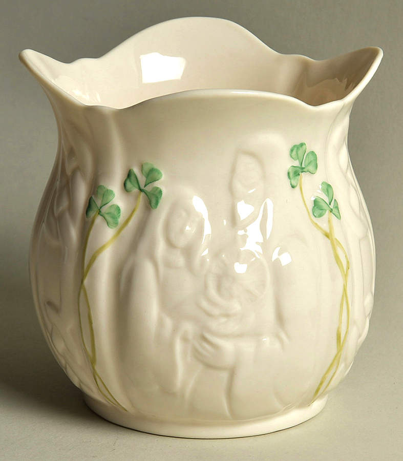 Shamrock Votive Candleholder/Small Vase by Belleek Pottery (Ireland)-1