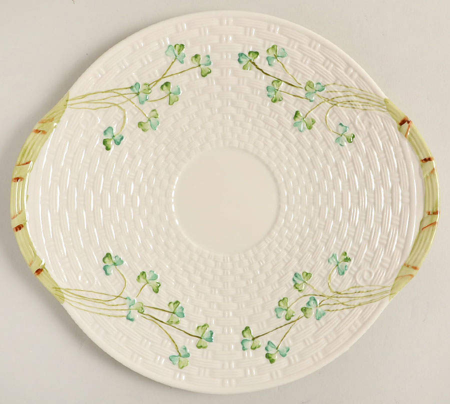 Shamrock Handled Cake Plate by Belleek Pottery (Ireland)-1