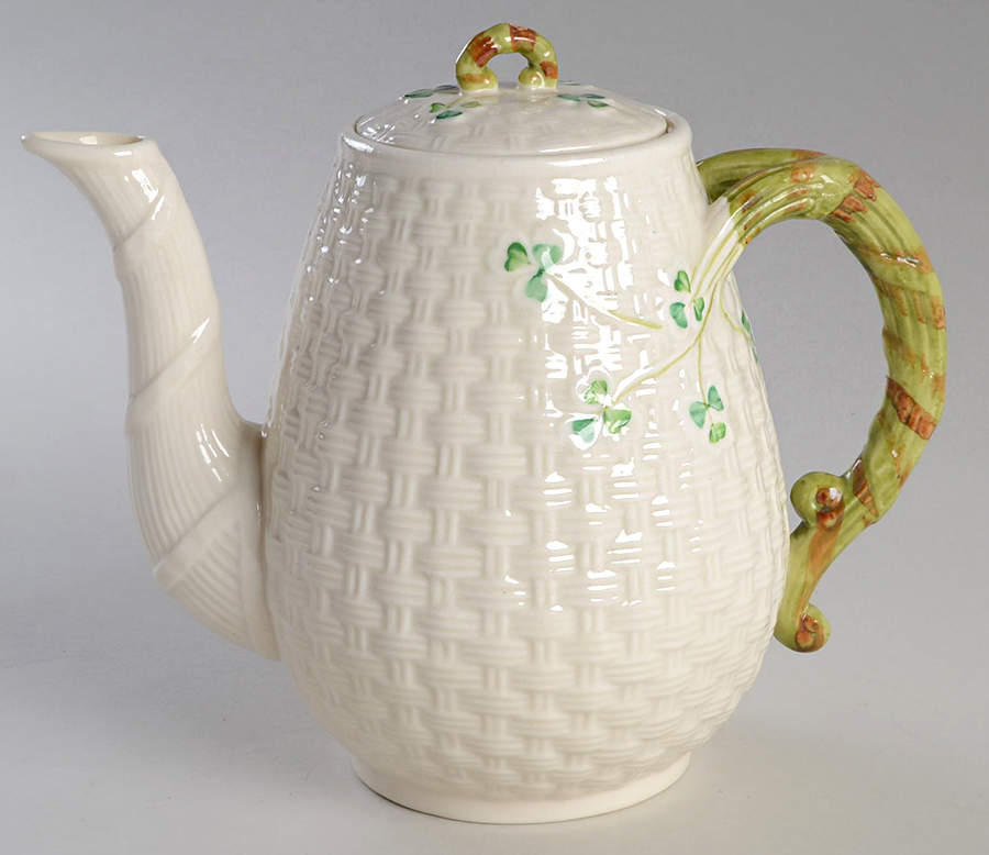 Shamrock Coffee Pot & Lid by Belleek Pottery (Ireland)-1