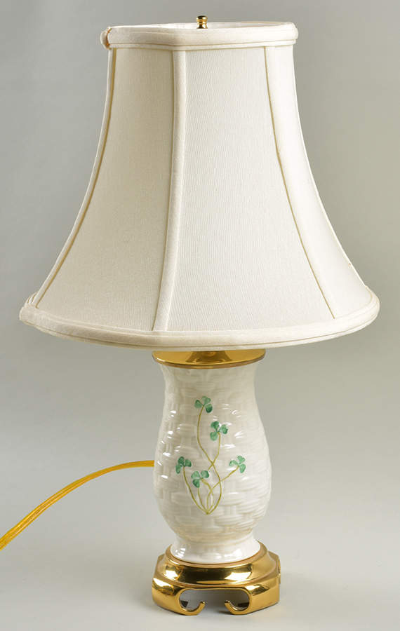 Shamrock 17" Electric Lamp & Shade by Belleek Pottery (Ireland)-1