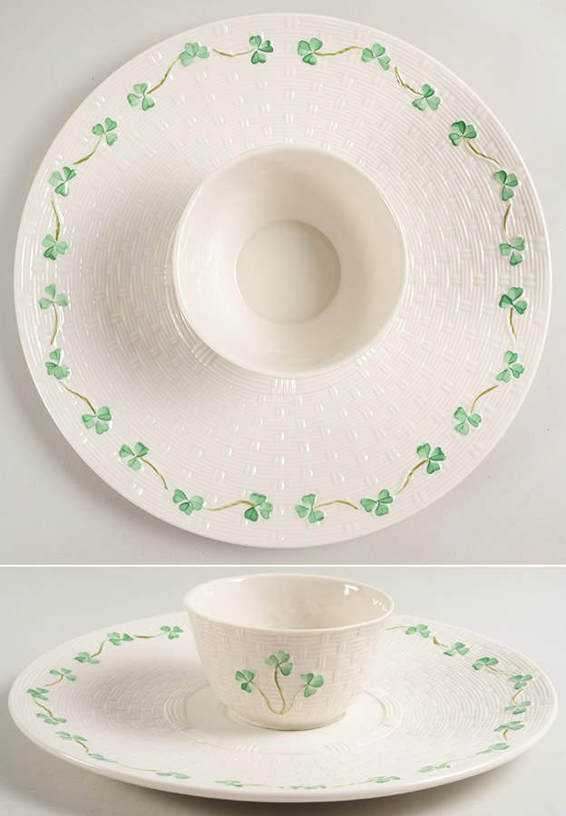 Shamrock Chip/Dip Set (2 Piece) by Belleek Pottery (Ireland)-1