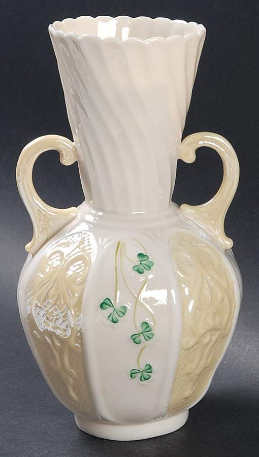 Shamrock 7" Panel Vase by Belleek Pottery (Ireland)-1