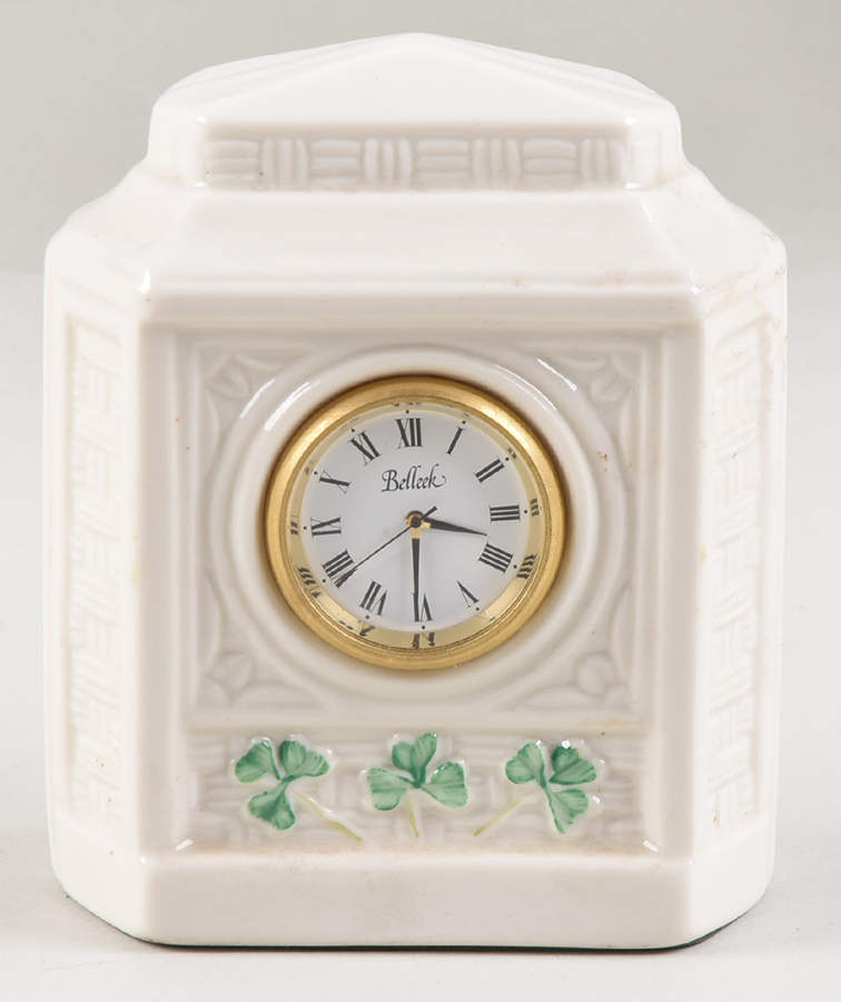 Shamrock Small Desk Clock by Belleek Pottery (Ireland)-1
