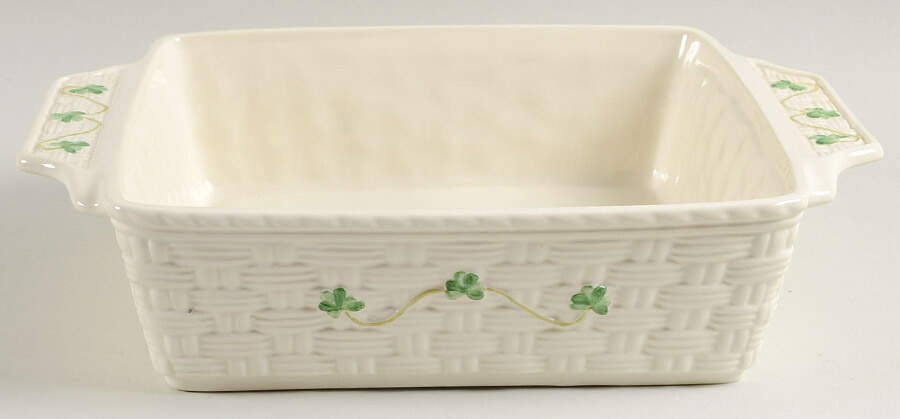 Shamrock 8" Square Baker by Belleek Pottery (Ireland)-1
