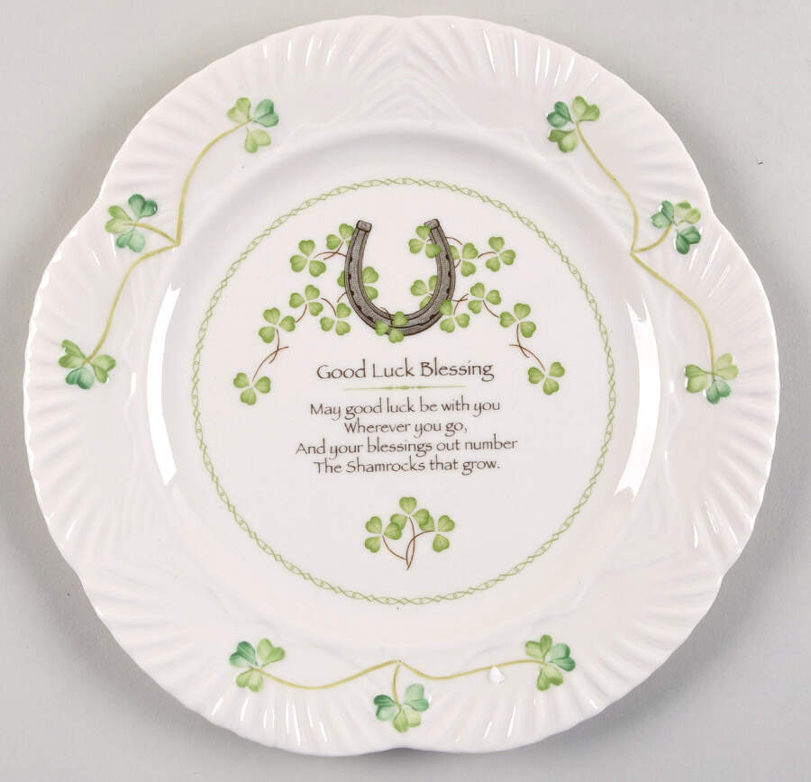 Shamrock Good Luck Blessing Plate by Belleek Pottery (Ireland)-1