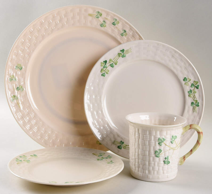 Shamrock 32  Piece Estate Set by Belleek Pottery (Ireland)-1