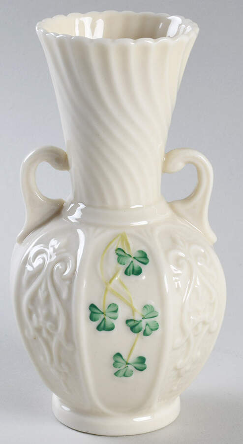 Shamrock 5" Handled Vase by Belleek Pottery (Ireland)-1