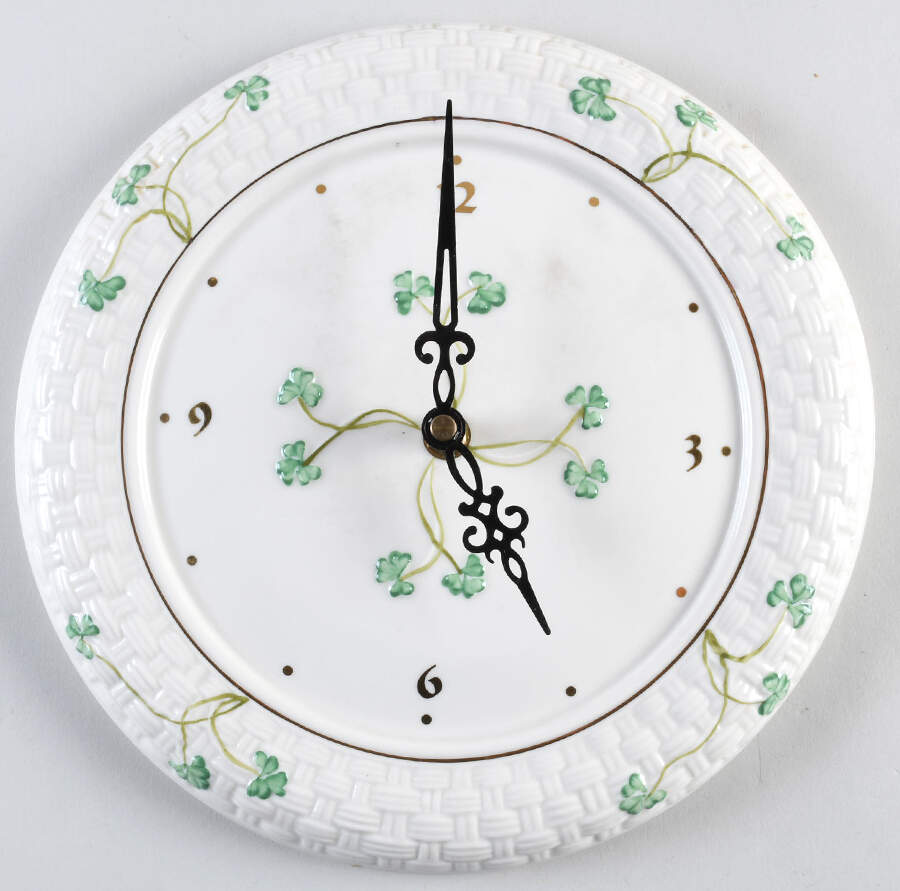 Shamrock Hanging Wall Clock by Belleek Pottery (Ireland)-1